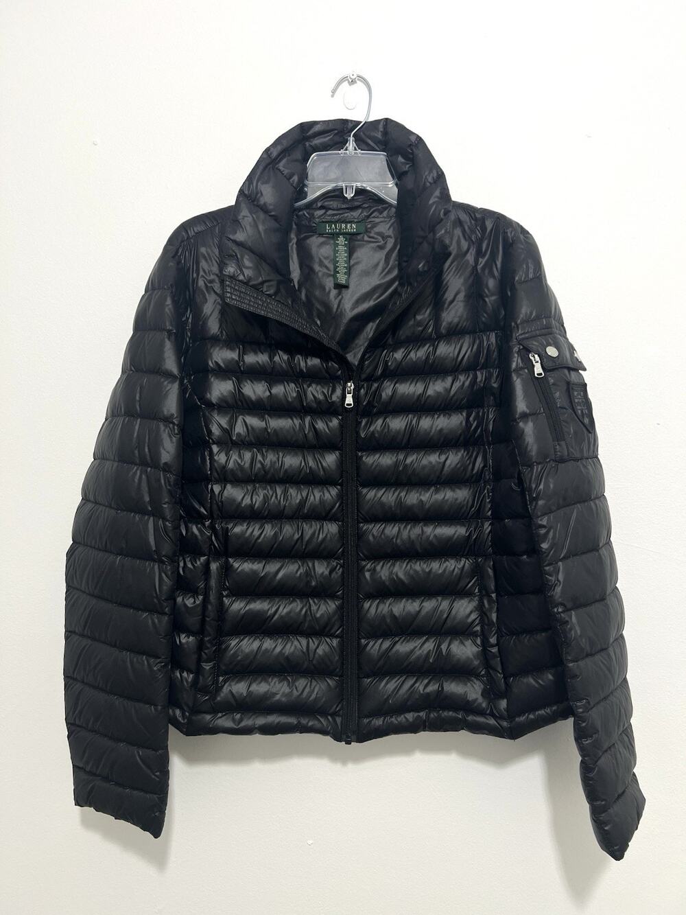 Lauren Ralph Lauren Womens XL Black Packable Down Puffer Jacket Quilted Zip Coat